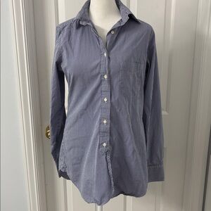 Ann Mashburn Like-New- Small- navy and white check Boyfriend button down shirt